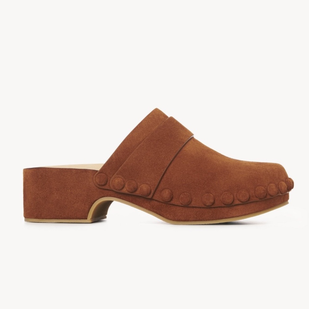 CHLOÉ Y2K Studded Joy Suede Boho Mule Clogs Size 37 - Picture 7 of 16